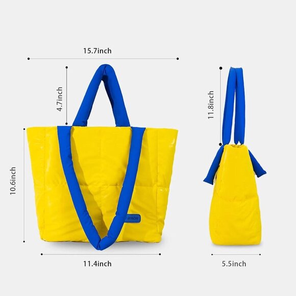 Lightweight Quilted Tote Bag Women Fashionable Travel Work Everyday Use - Picture 2 of 2